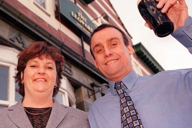 Debbie and Roy Marshall celebrate the Leopard pub, in West Street, Doncaster, becoming CAMRA's Doncaster Pub of the Year in 2000