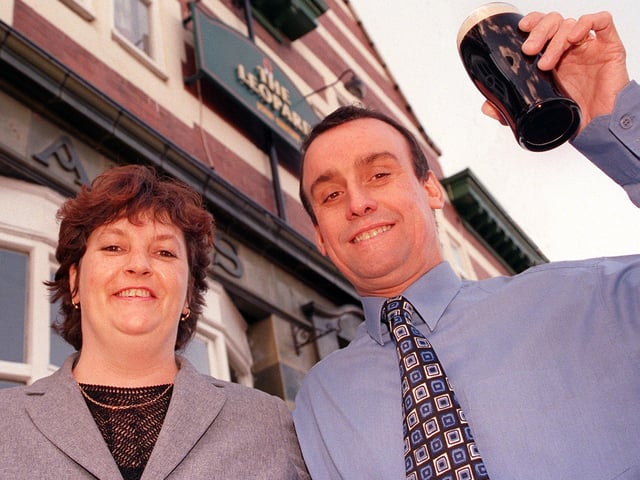 Debbie and Roy Marshall celebrate the Leopard pub, in West Street, Doncaster, becoming CAMRA's Doncaster Pub of the Year in 2000