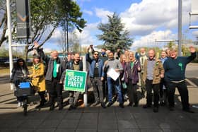 Sheffield City Council election count 2021. The Green Party celebrating. Picture: Chris Etchells