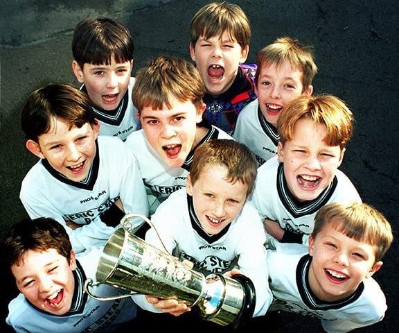 Ecclesfield Primary School U11 football side who won the Sheffield Schools U11 seven-a-side league and have got their hands on the trophy after it has been missing for the past ten years.Team members pictured, Billy Rowley,Thomas Strong, Lee Smith, Joe Woodhouse, Ryan Palmer,Thomas Fletcher, Lee Pagdin, Kieran Goff and Matthew Rowe, on January 19, 1998