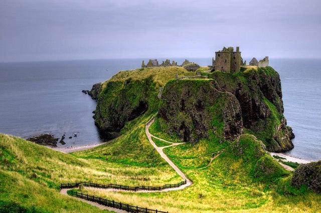 Perched precariously atop a rugged, rocky outcrop on the Aberdeenshire coast, Dunottar Castle has long fired the imaginations of writers. It's said Dunottar inspired the makers of Disney Pixar's Brave when designing their own digital castle. The real-life fortress has appeared in a number of films, including Hamlet (1990), and Victor Frankenstein (2015).