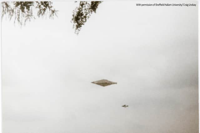 The Calvine UFO photo. The photo was taken in 1990 and is now being shared thanks to Sheffield Hallam University professor, David Clarke.