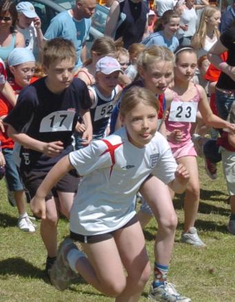 Barnburgh and Harlington Carnival race. Front runner Caitlan Andrew.