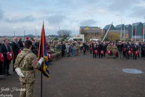 A good turnout for the remembrance service in Amble.