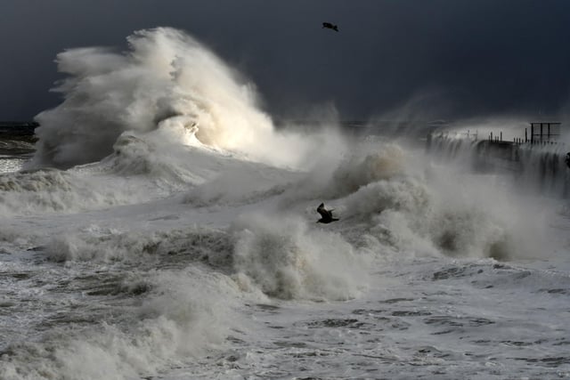 Stormy seas at the Heugh Breakwater, Hartlepool, two years ago.