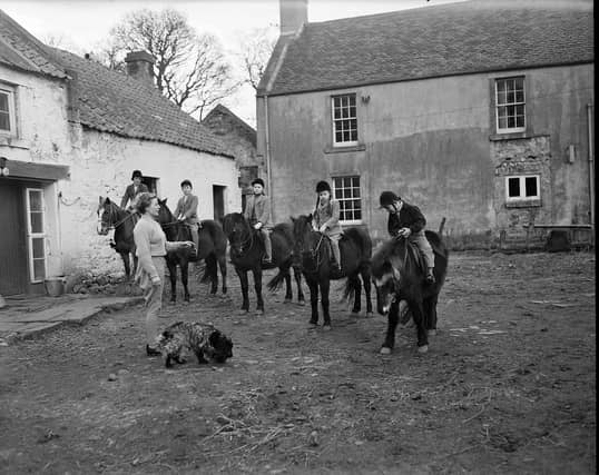 Youngsters preparing for an outing at Colinton's Dreghorn Riding School in February 1959.