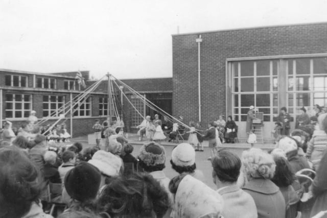 Maypole dancing at Golden Flatts School on Commonwealth Day in 1962.