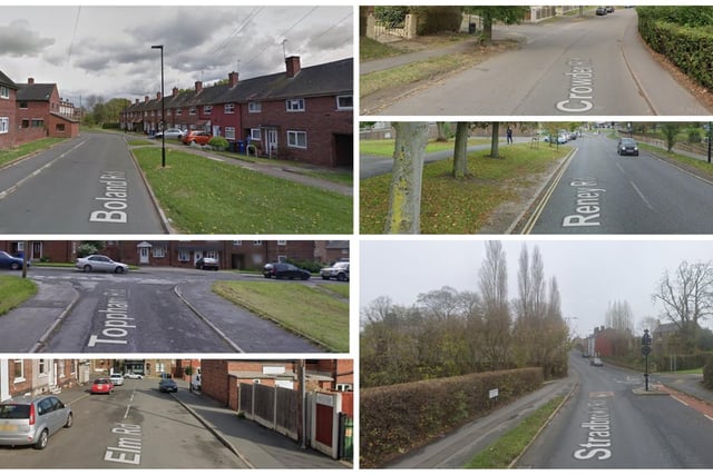 The six locations pictured here are the Sheffield streets where police received the highest number of reports relating to possession of weapons in April 2023