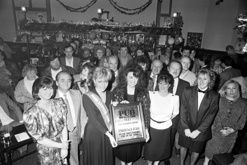 The Phoenix bar in Broughton Street Edinburgh, winners of the Evening News Pub of the Year award in December 1987.
