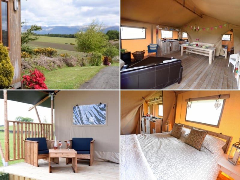 Go 'off grid' with these luxury tents near Denny in Stirling. There's no electricity so lighting is by way of atmospheric solar lighting and storm lanterns and heat is provided by a log burning stove. A perfect place to get away from it all with a private deck offering views over Ben Lomond and Ben Ledi.