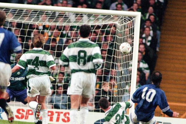 1994-95
Another player with a penchant for the derby, Hateley hit his second Old Firm double at Celtic's temporary home of Hampden for the 3-1 win in the Bell's Premier Division on October 30, 1994. Brian Laudrup hit the other.