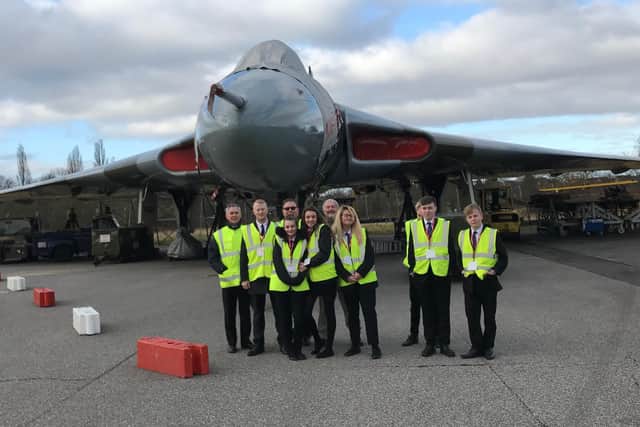 Engineering Ambassadors from Don Valley Academy visit the XH558 Vulcan at Doncaster Airport