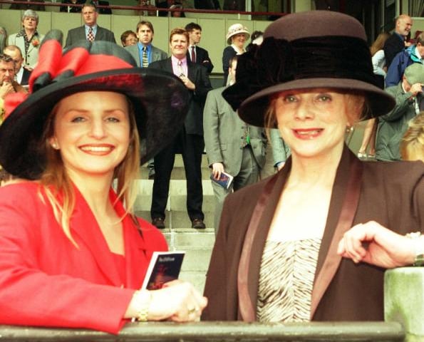 Sarah Vernon and Betty Lawson enjoying St Leger Day in 1998.