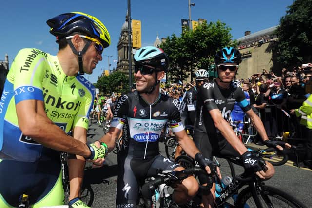 Some of Sheffield city centre’s main roads are closed today – to accommodate a cycling grand prix. File  picture shows cyclists taking part in the Tour de France in Yorkshire.. Picture: Bruce Rollinson