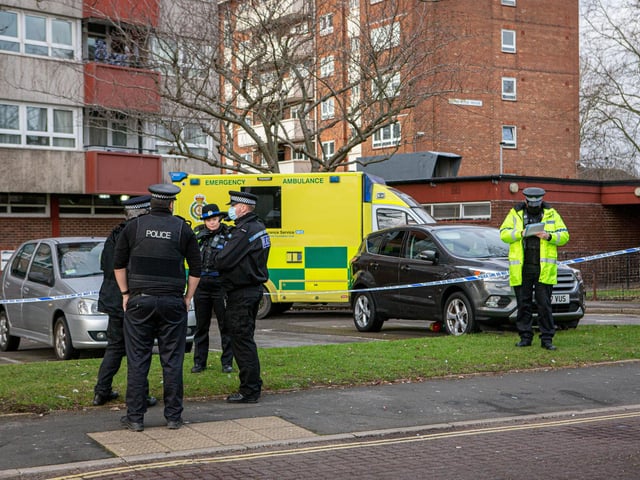 Police attending a serious incident in Buckland near Pickwick House in Portsmouth on January 11, 2021. Picture: Habibur Rahman