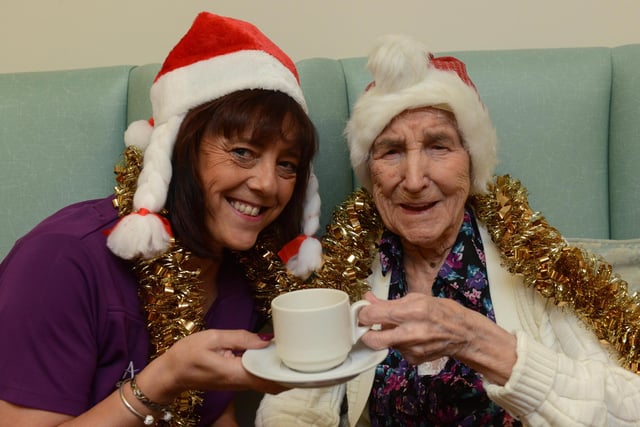 Another scene from Palmersdene but this time from 2015 when five older people were invited to join them for Christmas Day. Manager Maureen Kane was pictured with 100 year old resident Gladys Kirsopp.