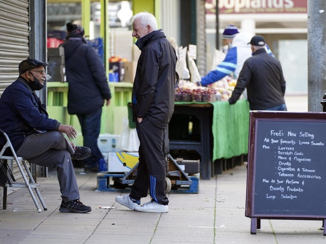 Some shoppers still had time for a chat and catch up. Picture Scott Merrylees
