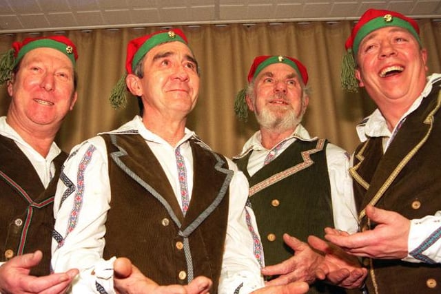 The Doncaster Teachers Operatic Society in 1997. Pete Ramsden, Brian Bullars, Fred Chadwick and Kevin O'Horan.