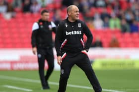 Stoke City manager Alex Neil gestures on the touchline during the game against Sheffield United: Barrington Coombs/PA Wire.