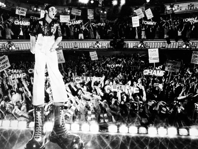 A scene from Tommy that was filmed on location at The Kings Theatre - Elton John was part of the cast.