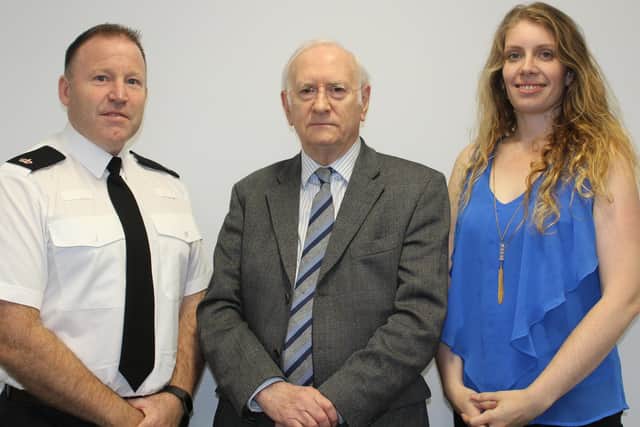Supt Lee Berry and Rachel Staniforth, joint heads of the South Yorkshire Violence Reduction Unit, with crime commissioner Dr Alan Billings