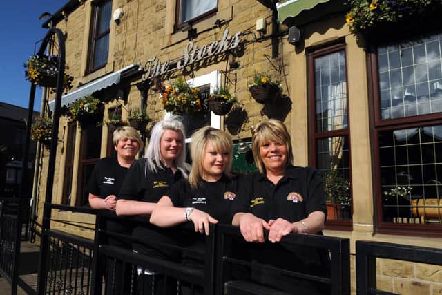 Joanne Briggs, landlady at The Stocks pub in Eccesfield, has decided it is finally time for someone else to take charge of the venue where she has worked since 1987. From left, Natalie Briggs, Tiffany Harrison, Olivia Renshaw and  Joanne Briggs, pictured in 2014
