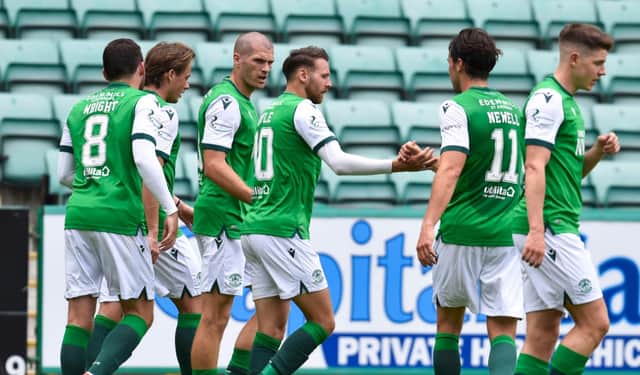 Martin Boyle takes the plaudits after scoring his, and Hibs' second goal of the game