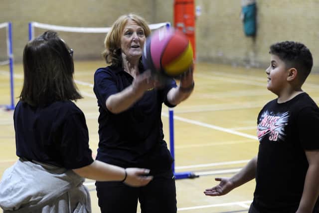 Shine Health Academy Sports Session at the Springs Leisure Centre, taking the class is Kath Sharman the charity's founder. Picture: Steve Ellis