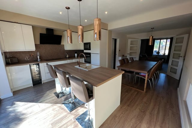 The open plan kitchen/dining room offers space to cook and entertain.