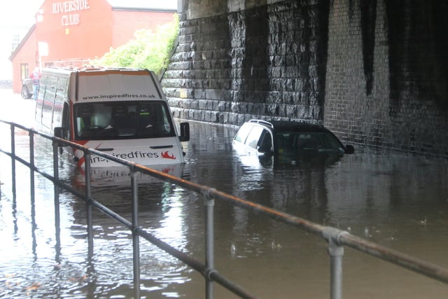 Flood scenes at bottom of Hady hill, Chesterfield in 2007
