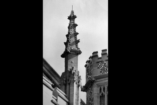 Spire detail at St Mary's Church Fratton Portsmouth October 1973.