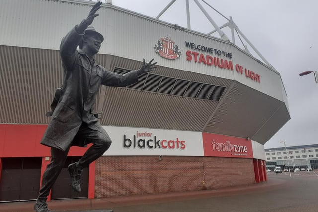 This statue honours Bob Stokoe, manager of Sunderland when they pulled of their sensational FA Cup triumph in 1973.  Created by sculptor Sean Hedges-Quinn and unveiled at the Stadium of Light by Bob's daughter Karen Craven in 2006.