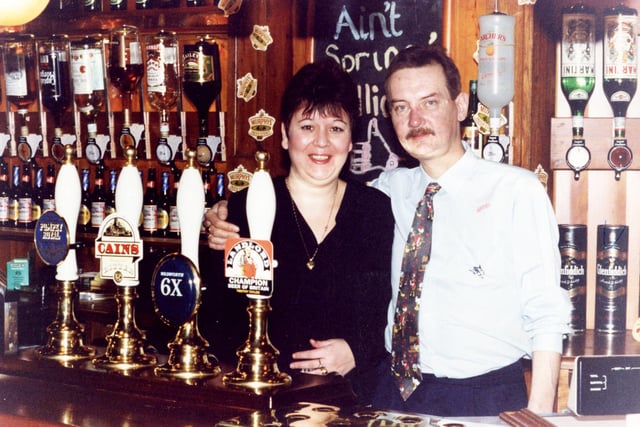 John and Caroline Lynch at the Beer Engine Pub in April 1996