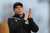 BRISTOL, ENGLAND - APRIL 18: Joey Barton, Manager of Bristol Rovers, applauds their fans prior to the Sky Bet League One match between Bristol Rovers and Sheffield Wednesday at Memorial Stadium on April 18, 2023 in Bristol, England. (Photo by Dan Mullan/Getty Images)