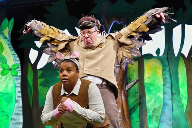Aimee Louise Bevan as Mouse and Alastair Chisholm as Owl in Tall Stories' adaptation of The Gruffalo at Sheffield's Lyceum Theatre (pic: Ben Brailsford)