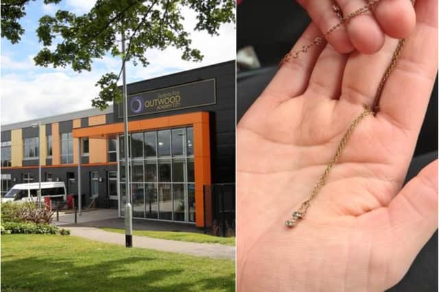 In 2021, a furious Sheffield mum shared how her 12-year-old daughter was sent home from Outwood Academy City for a one-day exclusion for wearing a necklace on one of her visits back to school following the second Covid-19 lockdown. In a statement, the school said it "ultimately" had a uniform and behaviour policy in place to all students, but mum Helen Aspinall argued they had not been given guidance in the transition from Y6 to Y7 during the pandemic. 
 - https://www.thestar.co.uk/education/furious-mum-slams-sheffield-school-after-daughter-12-was-excluded-for-wearing-necklace-3176536
