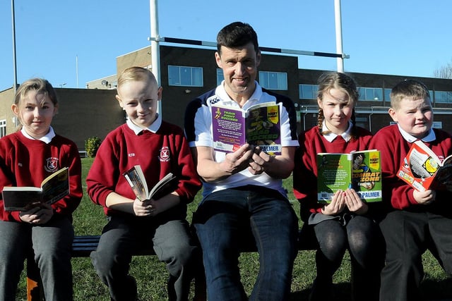 Hartlepool Rugby Club was the setting when author Tom Palmer was pictured reading one of his books with West View Primary school pupils (left to right) Katie Douglas, Rhys Blackwood, Katie Reid and Alex Griffin in 2016. Remember this?