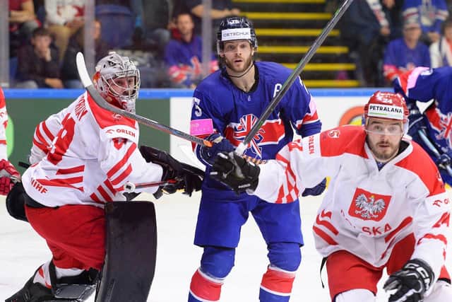 Robert Dowd on the ice in a GB uniform. Picture: Dean Woolley