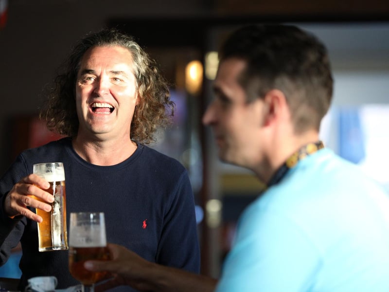 Andy Phillips, left, and Wayne Freeman. Fans watch England v Czech Reublic in England's third Group D game of Euro 2020, in The Star & Garter pub, Copnor, Portsmouth
Picture: Chris Moorhouse (jpns 220621-19)