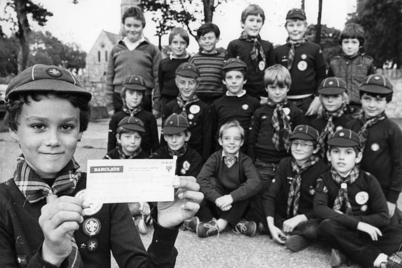 Cub Scout Anthony Seales, 10, pictured when he and his pack, 15th St Peters presented a cheque to the South Atlantic Fund in October 1982. Who remembers this?
