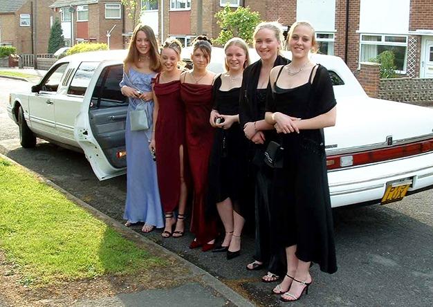 On their way to Hinde House School prom evening at the Octagon Centre, from left, Stacey Parker, Danielle Green, Meghan Scanian, Zoe Morris, Harriet Bunt and Kirsty Kirby on May 27, 2003