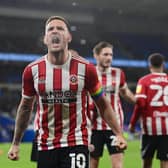 Sheffield United captain Billy Sharp celebrates the win over Cardiff City in Wales: Ashley Crowden / Sportimage