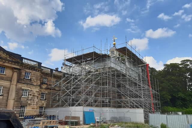 Scaffolding on the North Pavilion, was being removed this week.