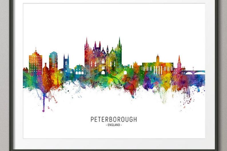The pretty watercolor art print of the skyline of Peterborough is printed on 250gsm coated paper, using ultrachrome ink. The print is sold on Etsy by artPause, with prices starting from £9.99 depending on size. etsy.me/2Mv0Vec