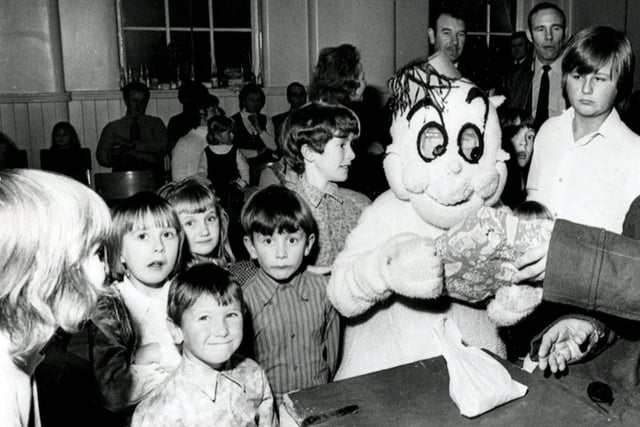Gloops pictured at a children's party at Woodseats Police Station in 1972