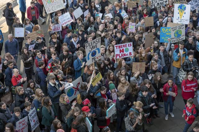 Youth Climate Strike outside Sheffield Town Hall in February 2019