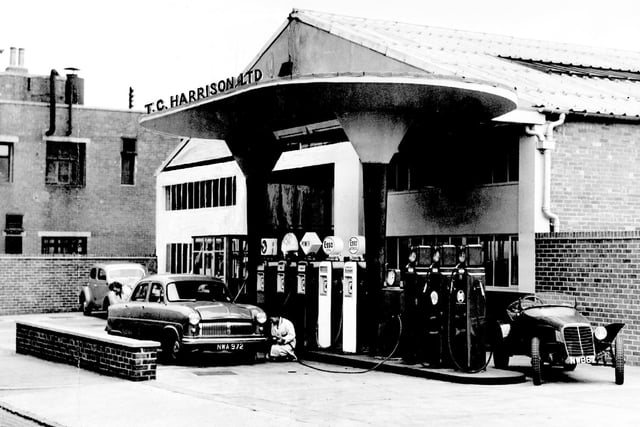 T C Harrison petrol pumps as they were at the London Road dealership in 1951