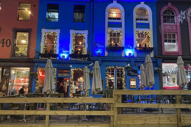 This Edinburgh restaurant was already striking, but it particularly shines with its windows lit up and decorated with golden baubles. Maison Bleue have also decked out the inside of the restaurant, so pop along for a cup of mulled wine and a look!
