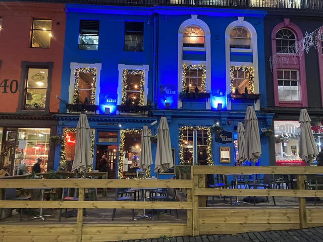 This Edinburgh restaurant was already striking, but it particularly shines with its windows lit up and decorated with golden baubles. Maison Bleue have also decked out the inside of the restaurant, so pop along for a cup of mulled wine and a look!
