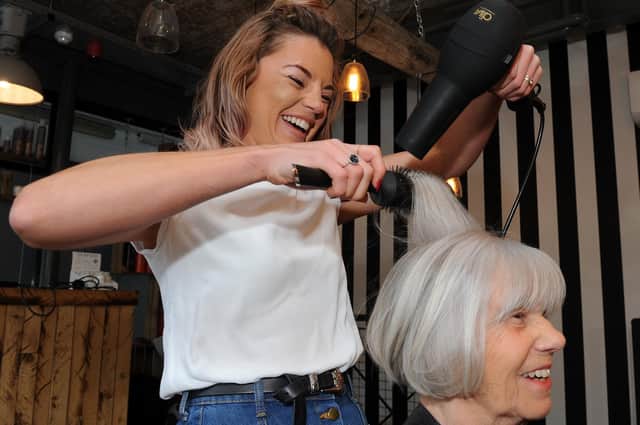 Jordanna Nichols-Turley with a client at The Headonist on Campo Lane, Sheffield. Picture: Andrew Roe.